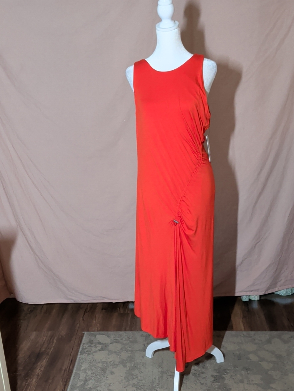DKNY Sleeveless Ruched Maxi Dress